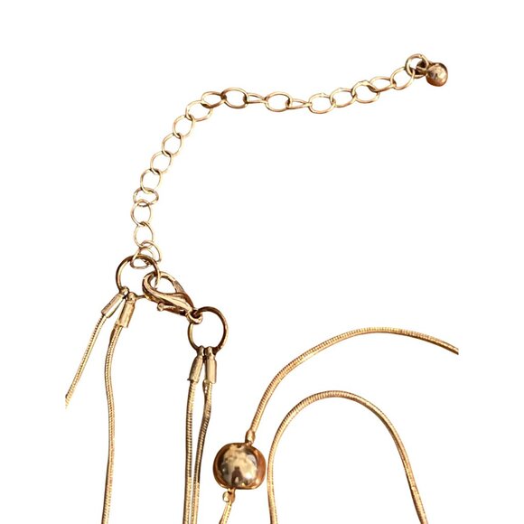 Vintage Gold Tone 2 Strand Necklace Layered Ball Bead Stations Floating Estate - Picture 4 of 5